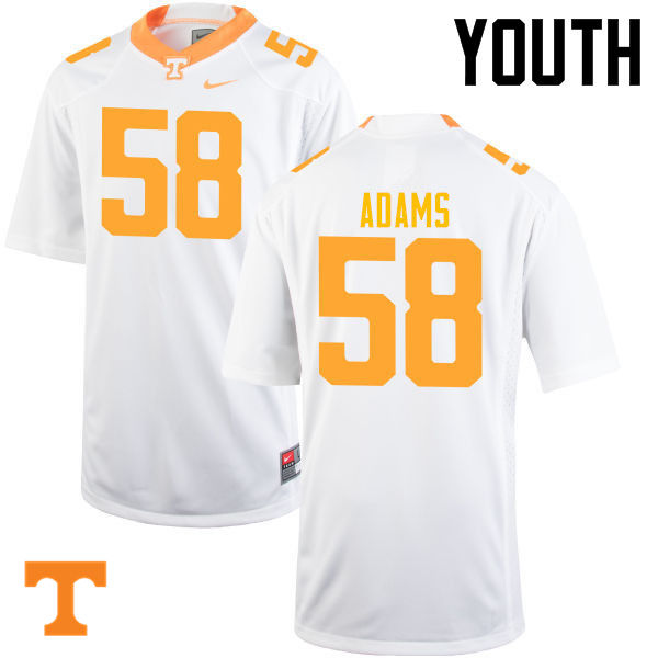 Youth #58 Aaron Adams Tennessee Volunteers College Football Jerseys-White - Click Image to Close